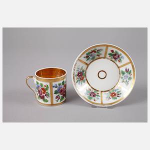 Biedermeier Zylindertasse Blumenmalerei