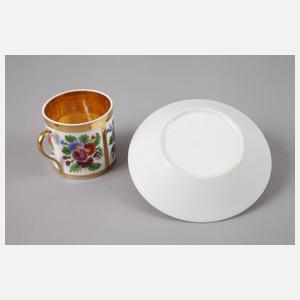 Biedermeier Zylindertasse Blumenmalerei