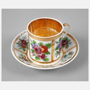 Biedermeier Zylindertasse Blumenmalerei