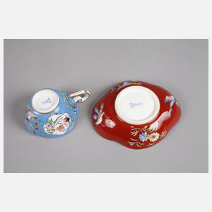 Meissen Tasse und Untertasse Kakiemondekor