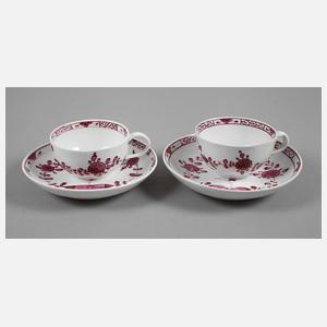 Meissen zwei Tassen indisch Purpur