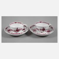 Meissen zwei Tassen indisch Purpur111
