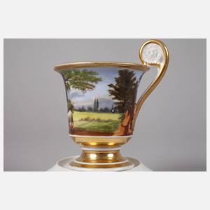 Paar Biedermeiertassen mit Hirtenszenen