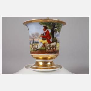 Paar Biedermeiertassen mit Hirtenszenen