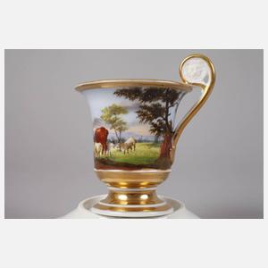 Paar Biedermeiertassen mit Hirtenszenen