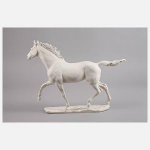 Trabendes Pferd Biskuitporzellan