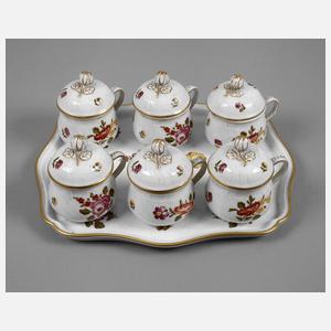 Italien Richard Ginori sechs Deckeltassen mit Tablett