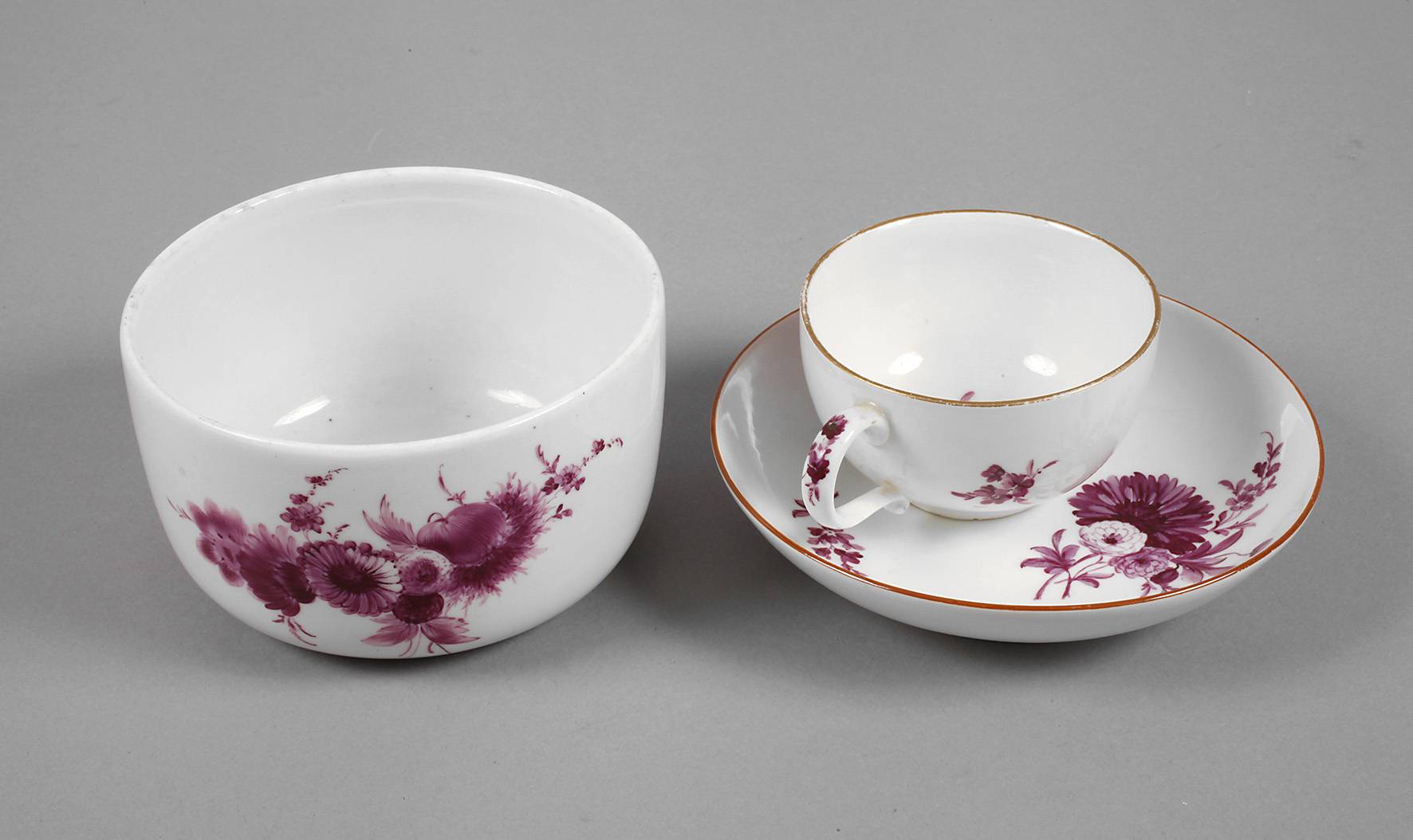 Meissen drei Teile Purpurmalerei