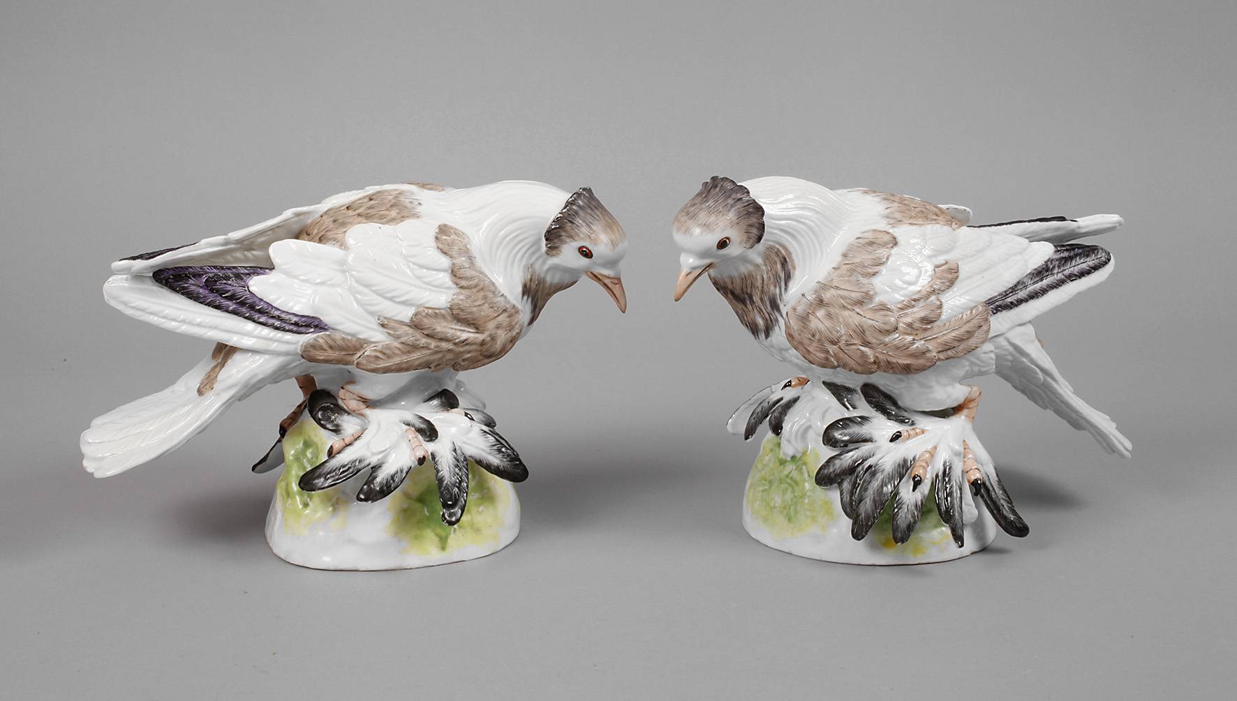 Meissen Paar Trommeltauben (Pigeon)