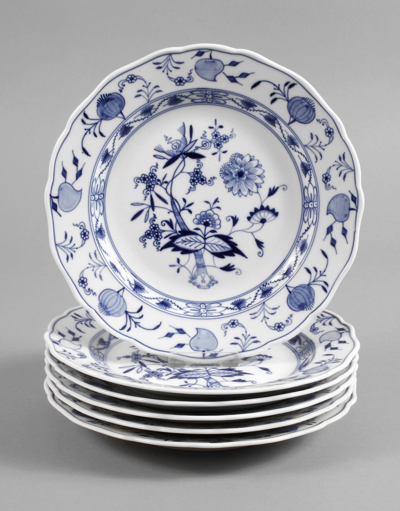 Meissen sechs Speiseteller Zwiebelmuster