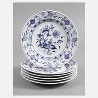 Meissen sechs Speiseteller Zwiebelmuster111