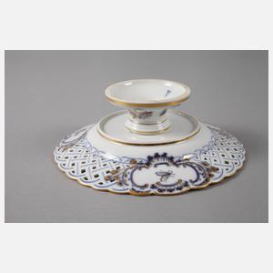 Meissen drei Duchbruchteile ”Blaue Blume mit Insekten”