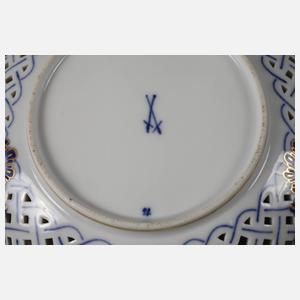 Meissen drei Duchbruchteile ”Blaue Blume mit Insekten”