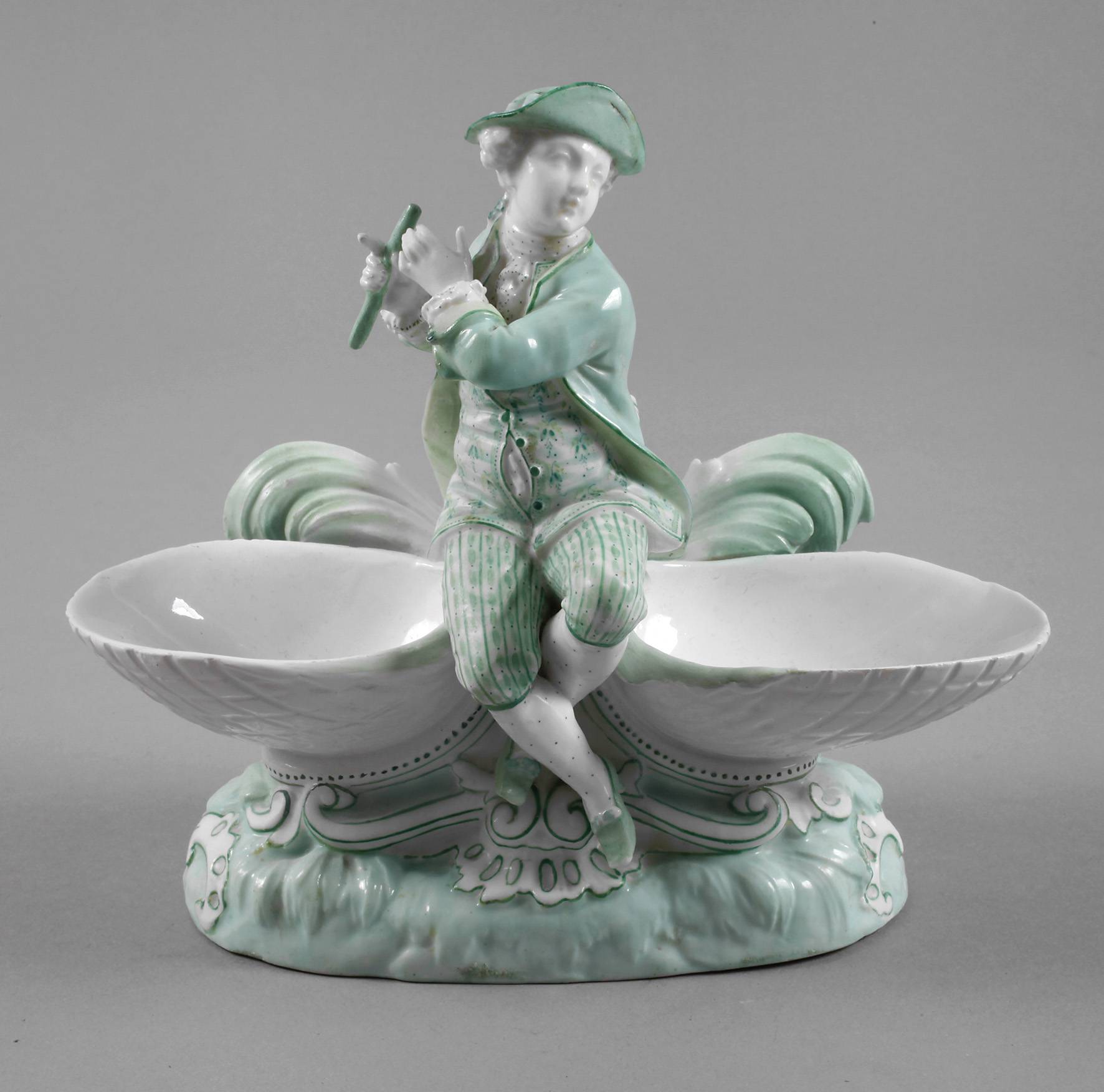 Meissen Saliere mit Flötespieler