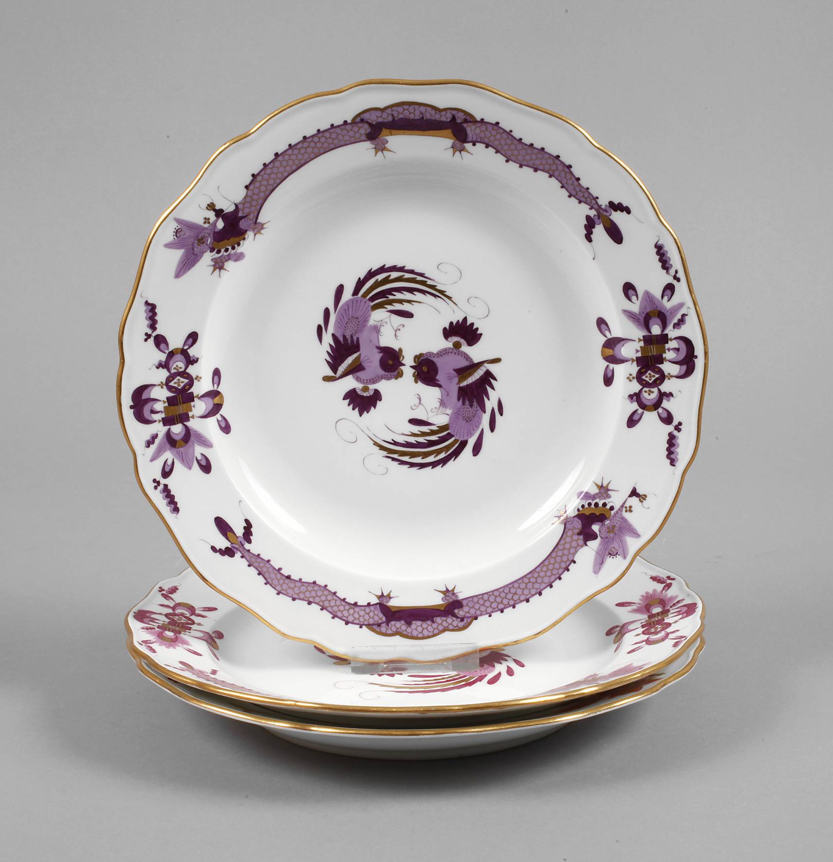 Meissen drei Teller Drache und Vogel