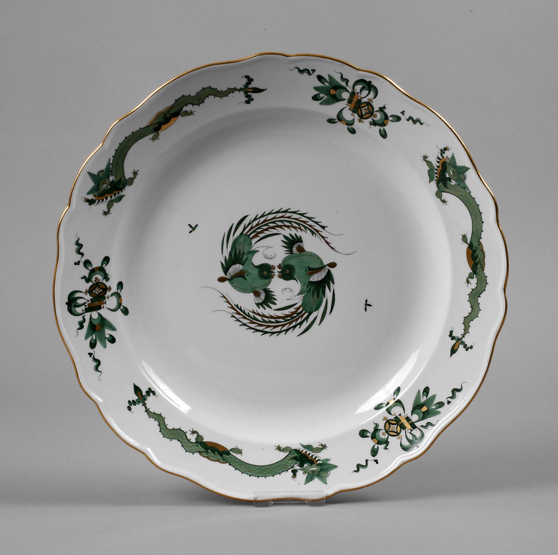 Meissen Vorlegeteller Drache und Vogel