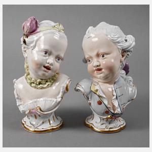 Nymphenburg Paar Kinderbüsten