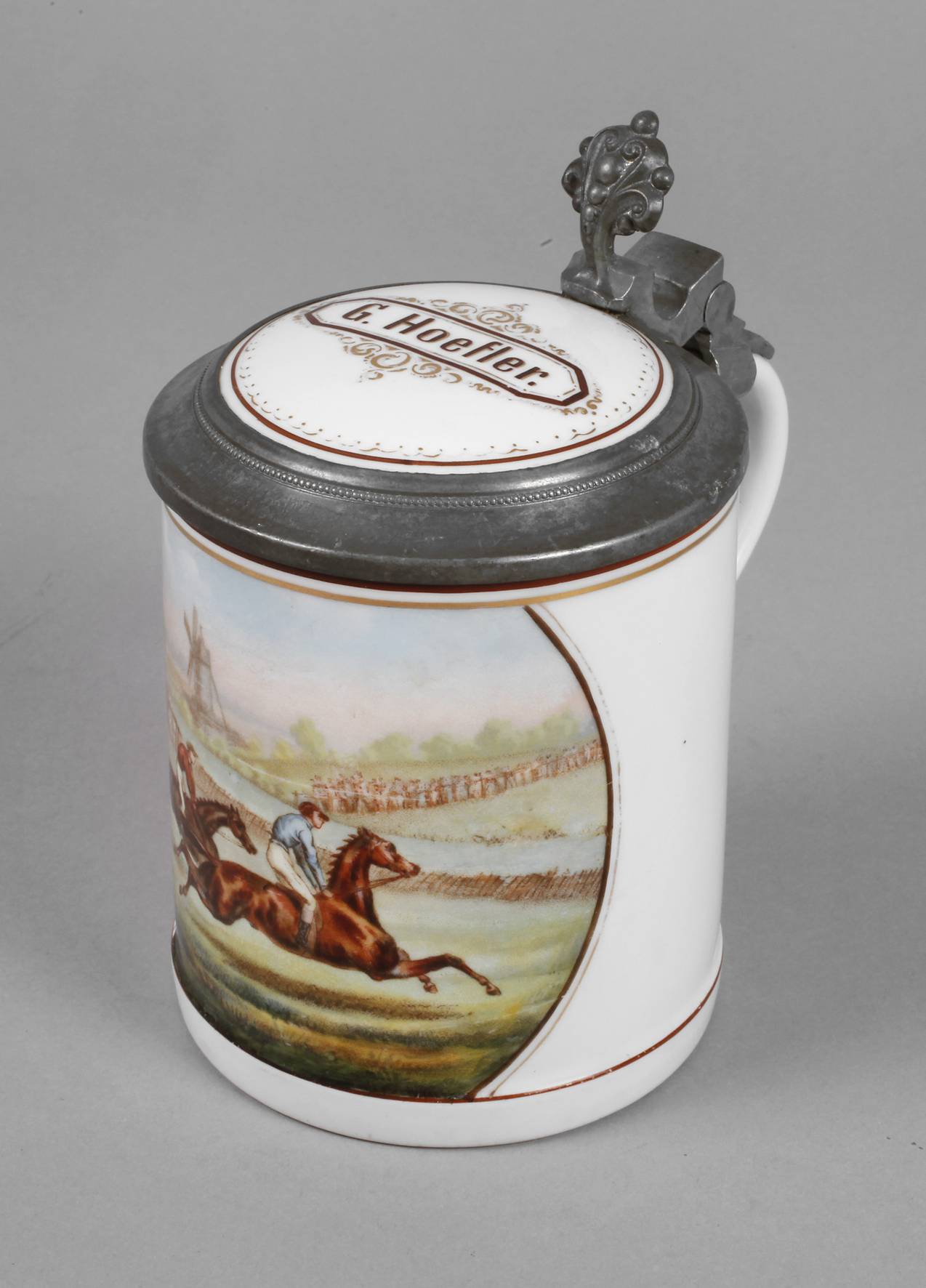 Pfeffer Gotha Bierkrug Pferderennen