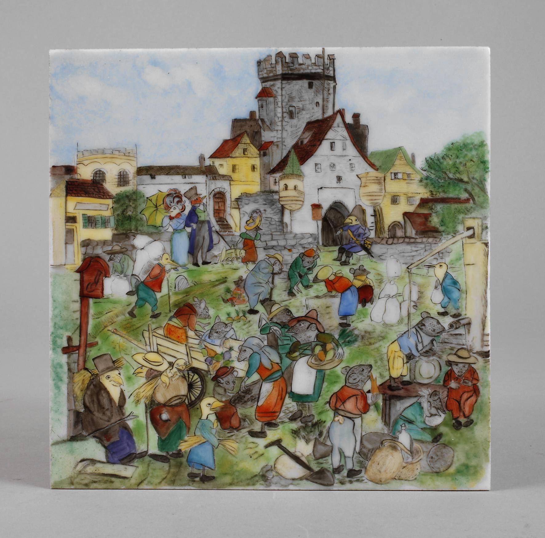 Porzellanfliese mit Mäusedekor