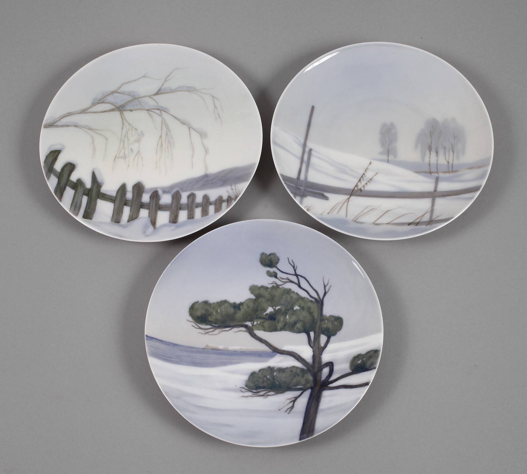 Royal Copenhagen drei winterliche Wandteller