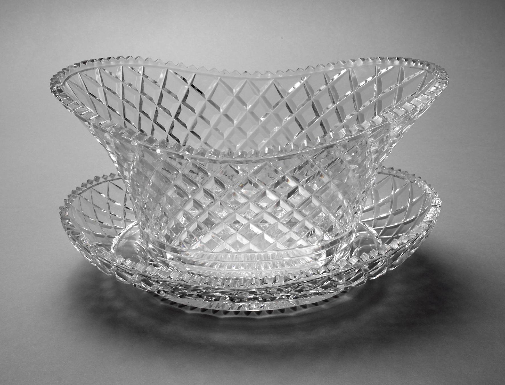 Biedermeier Gebäckschale mit Untersatz