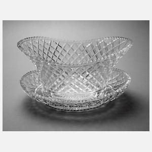 Biedermeier Gebäckschale mit Untersatz