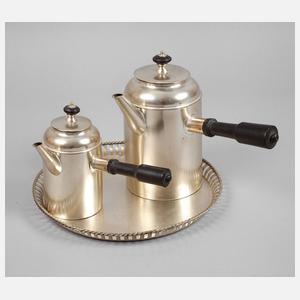 Silber zwei Biedermeierkannen und Tablett