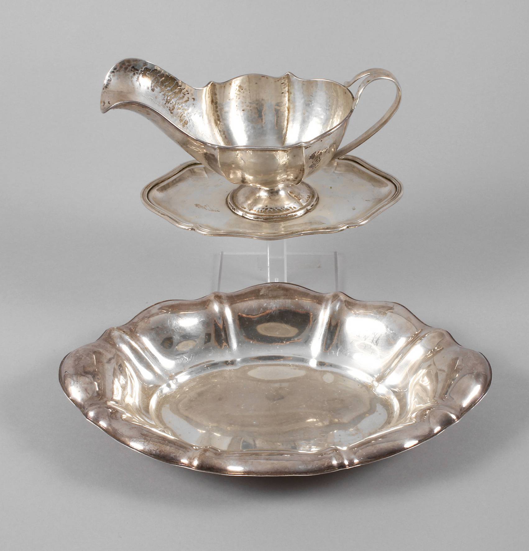 Silber Sauciere und Schale