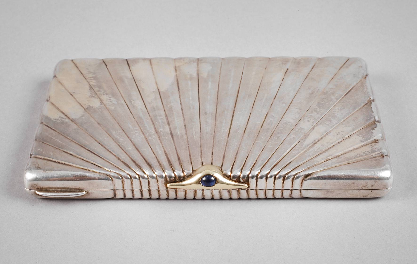 Silber Zigarettendose Fächerdekor