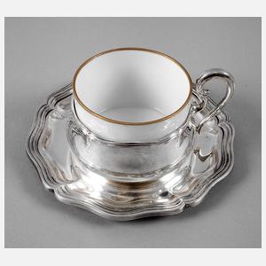 Silbertasse mit Porzellaneinsatz