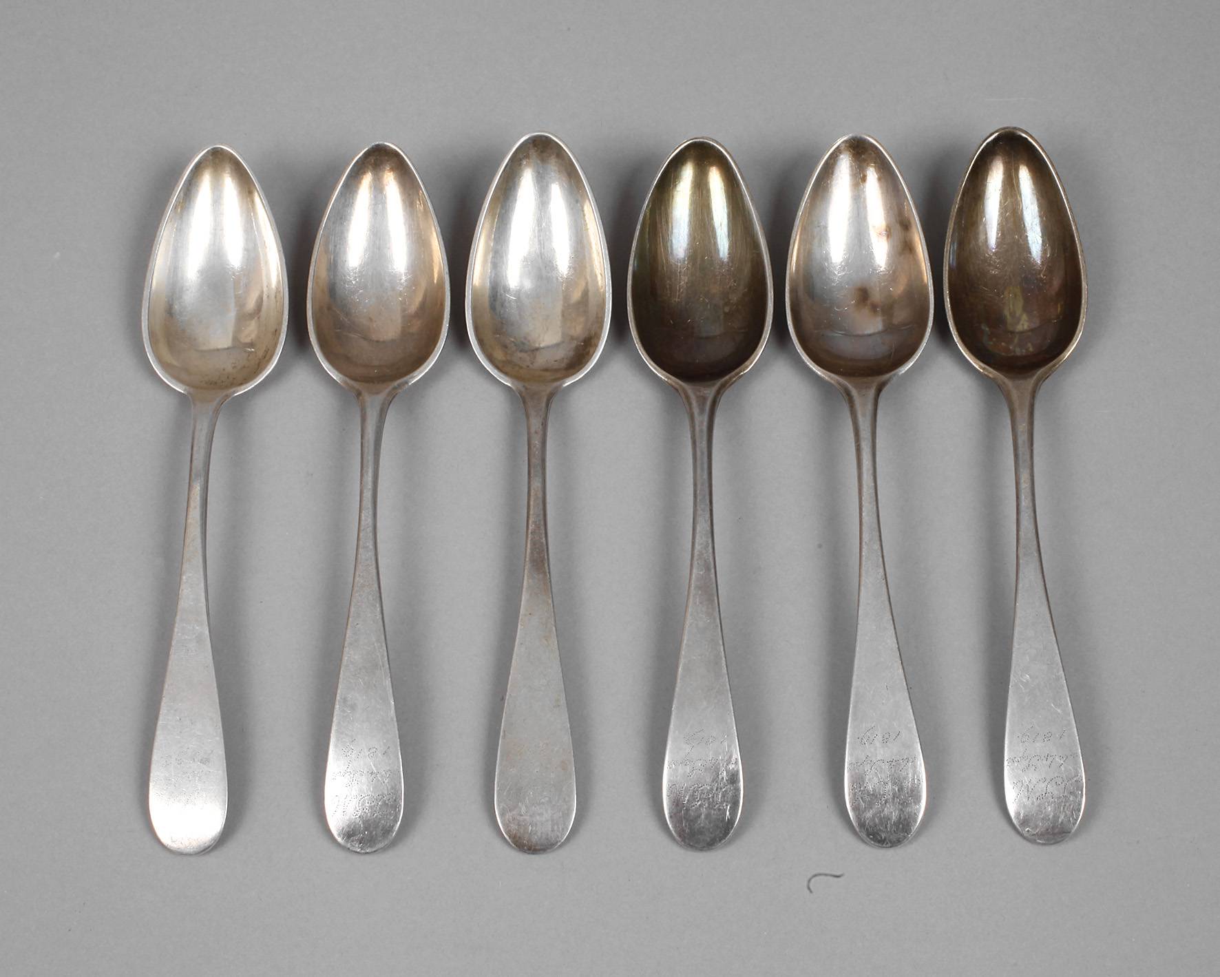 Sechs Biedermeierlöffel Silber