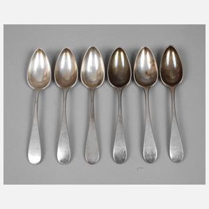 Sechs Biedermeierlöffel Silber