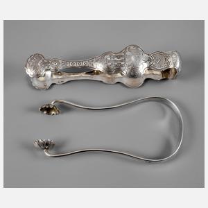 Zwei Biedermeier Zuckerzangen