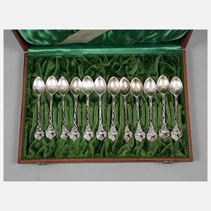 Silber zwölf Mokkalöffel im Etui
