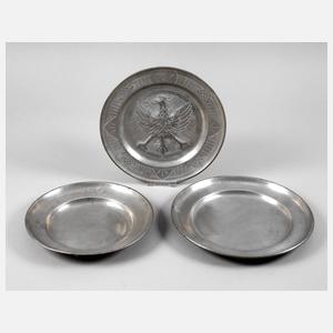 Drei sächsische Zinnteller