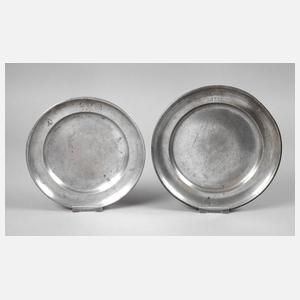 Zwei sächsische Zinnteller