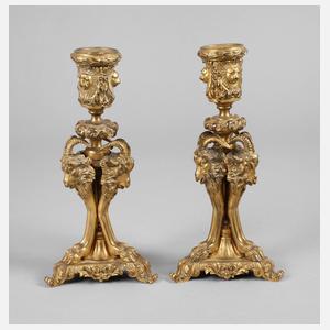 Paar feuervergoldete Kerzenleuchter