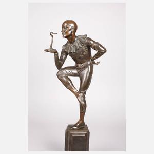 Pierrot als Schlangenbeschwörer