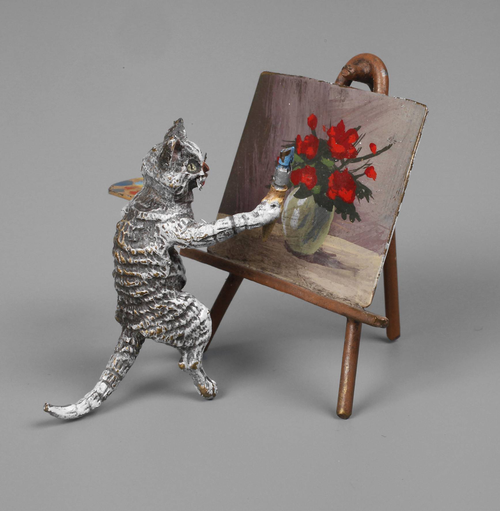 Wiener Bronze Katze als Kunstmaler