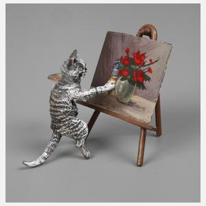 Wiener Bronze Katze als Kunstmaler