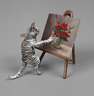 Wiener Bronze Katze als Kunstmaler