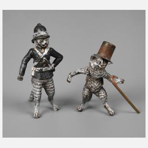 Wiener Bronze Katzenpaar Polizist und Zecher