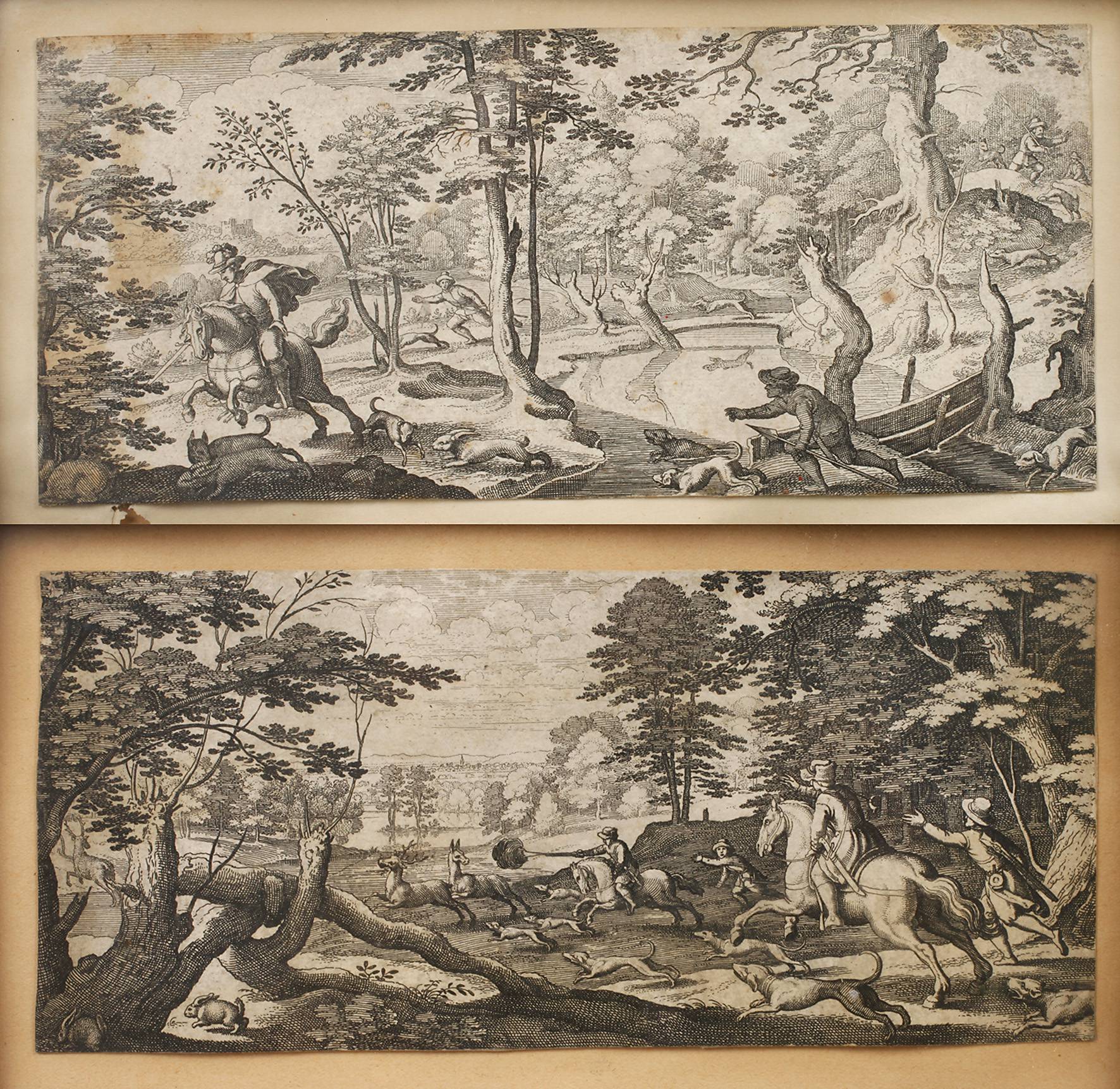Paar frühneuzeitliche Jagdszenen