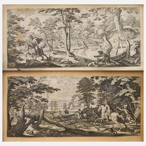 Paar frühneuzeitliche Jagdszenen