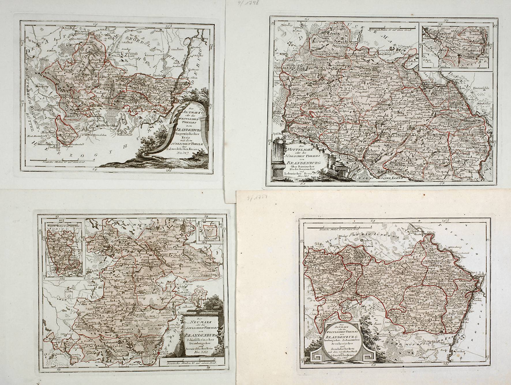 Franz Johann Joseph von Reilly, Vier Karten