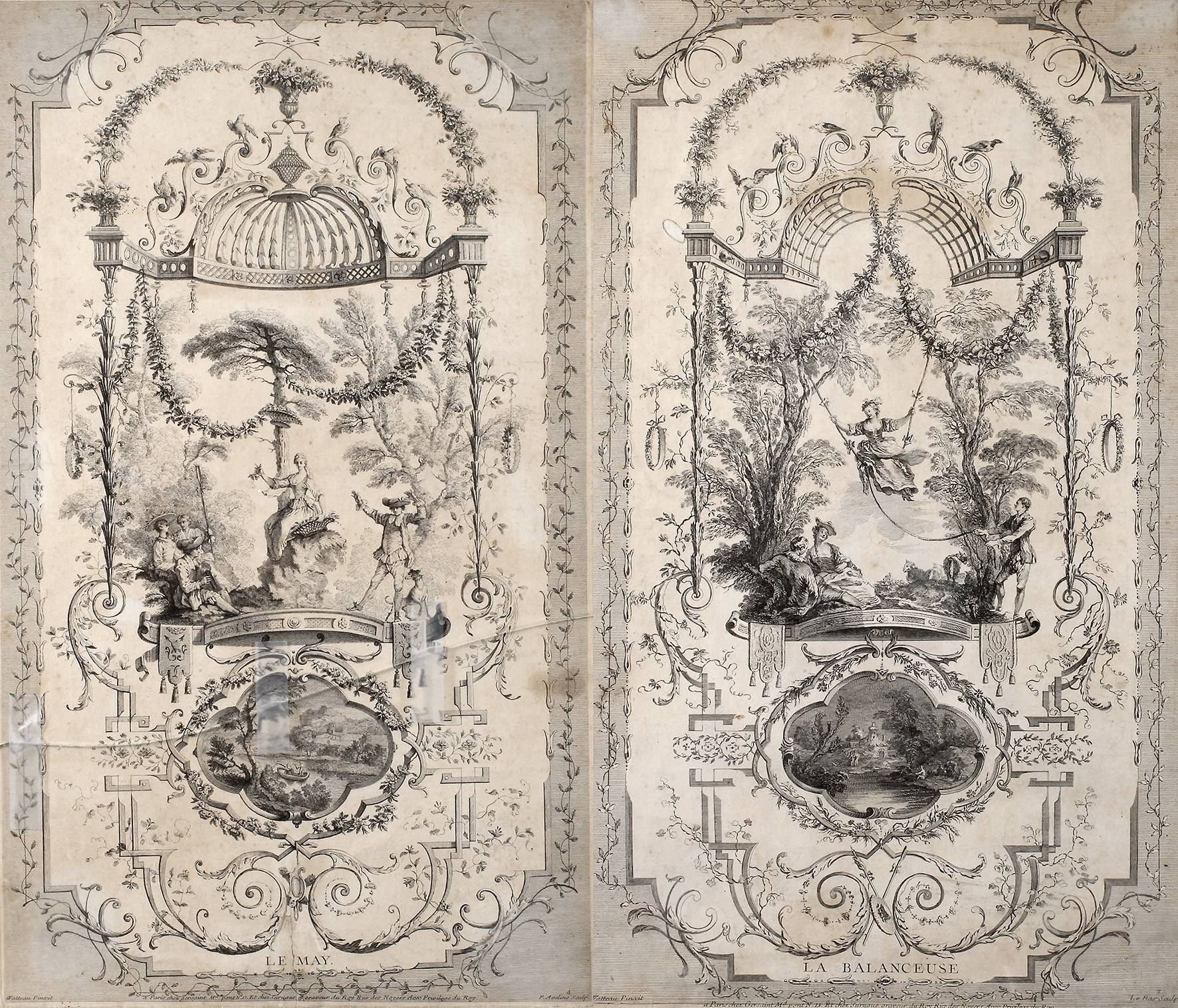 Paar dekorative Szenen nach Watteau