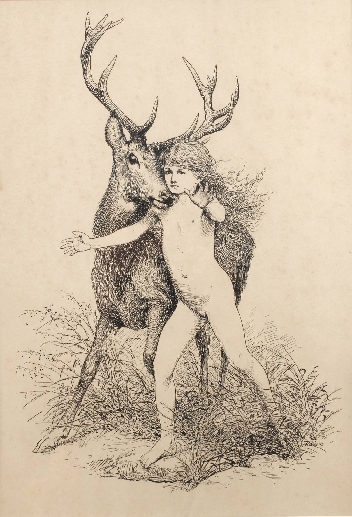 Fidus, Mädchen mit Hirsch