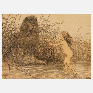 Fidus, Mädchen und Löwe