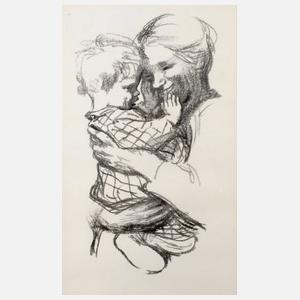 Käthe Kollwitz, ”Mutter mit Kind auf den Armen”