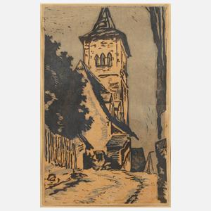 Georg Mayer-Pröger, attr., fränkische Dorfkirche